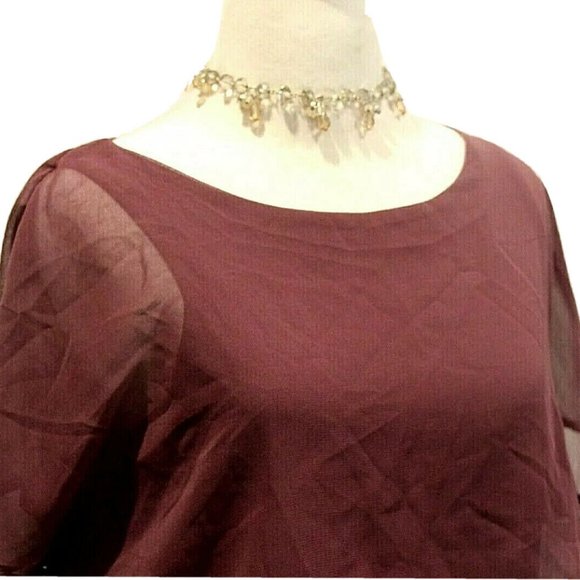 LUSH Plum Dolman Sleeve Open Back Sheath Dress - Picture 4 of 9